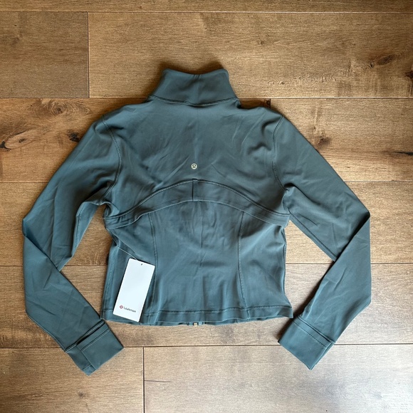 LULULEMON DEFINE CROPPED JACKET NULU DARK FOREST GOLD ZIPPER SZ 12 NEW - Picture 5 of 9